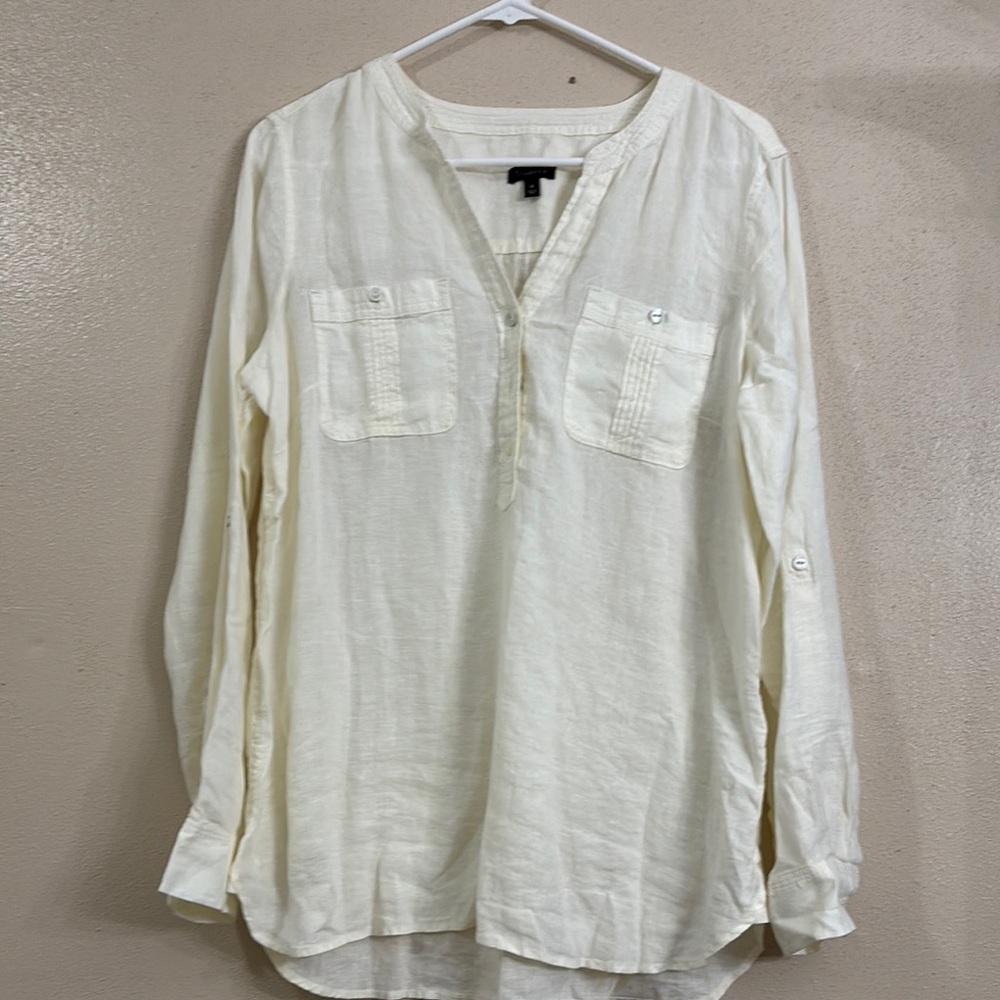 Talbots Cream Casual Button Down Shirt
